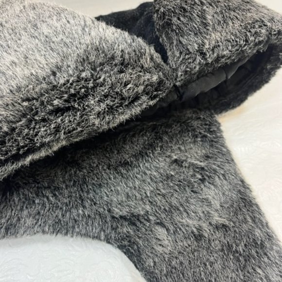 Dockers Trapper Faux Fur Wool Blend Black Gray Plaid Ear Flap Hat One Size - Picture 9 of 11